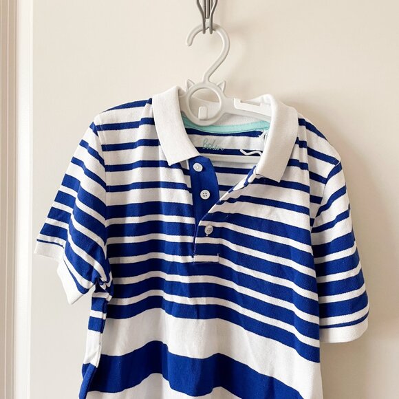 New With Tags Piqué Polo Blue and White Striped Shirt - Picture 2 of 10